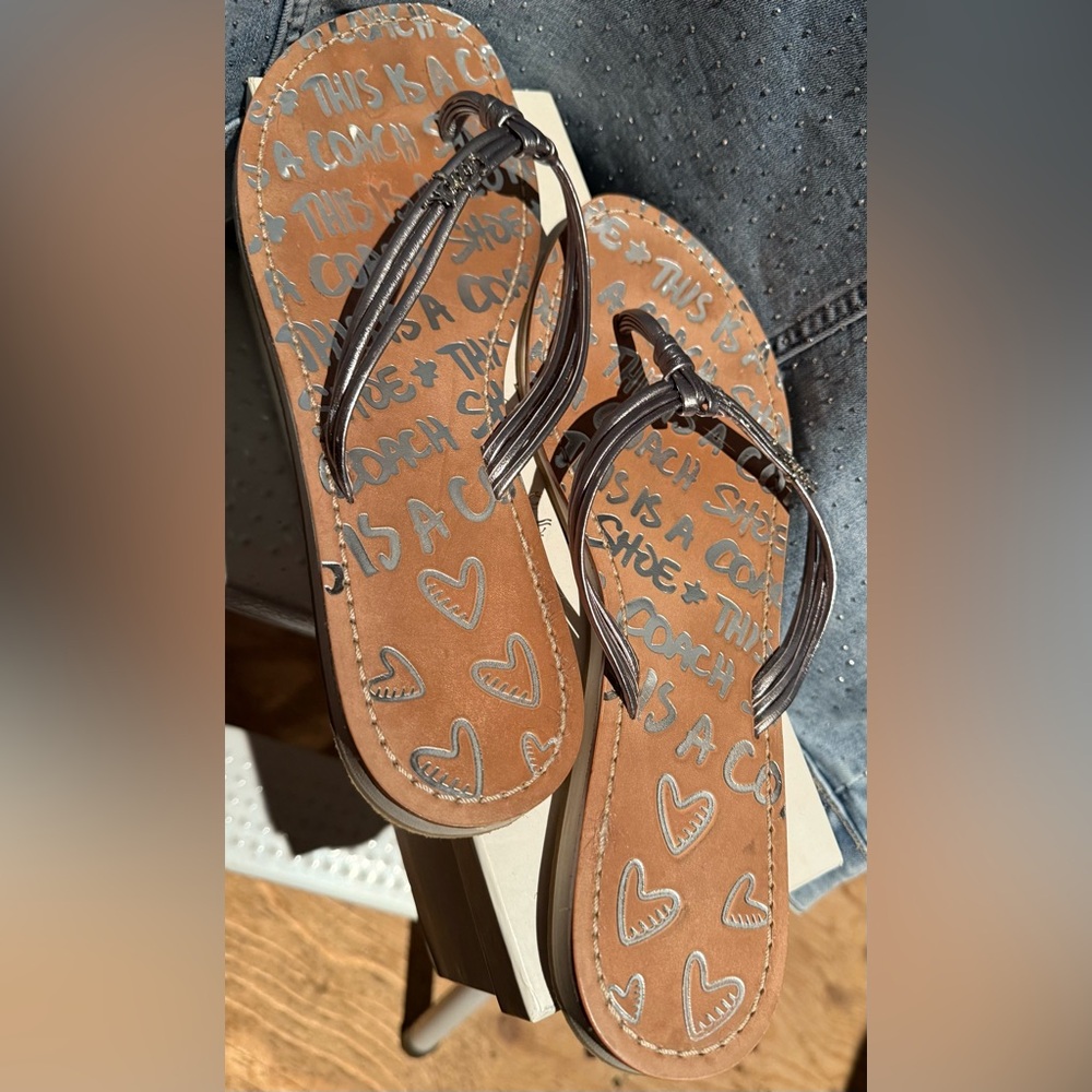Coach Women's Brown Flip Flop Sandals